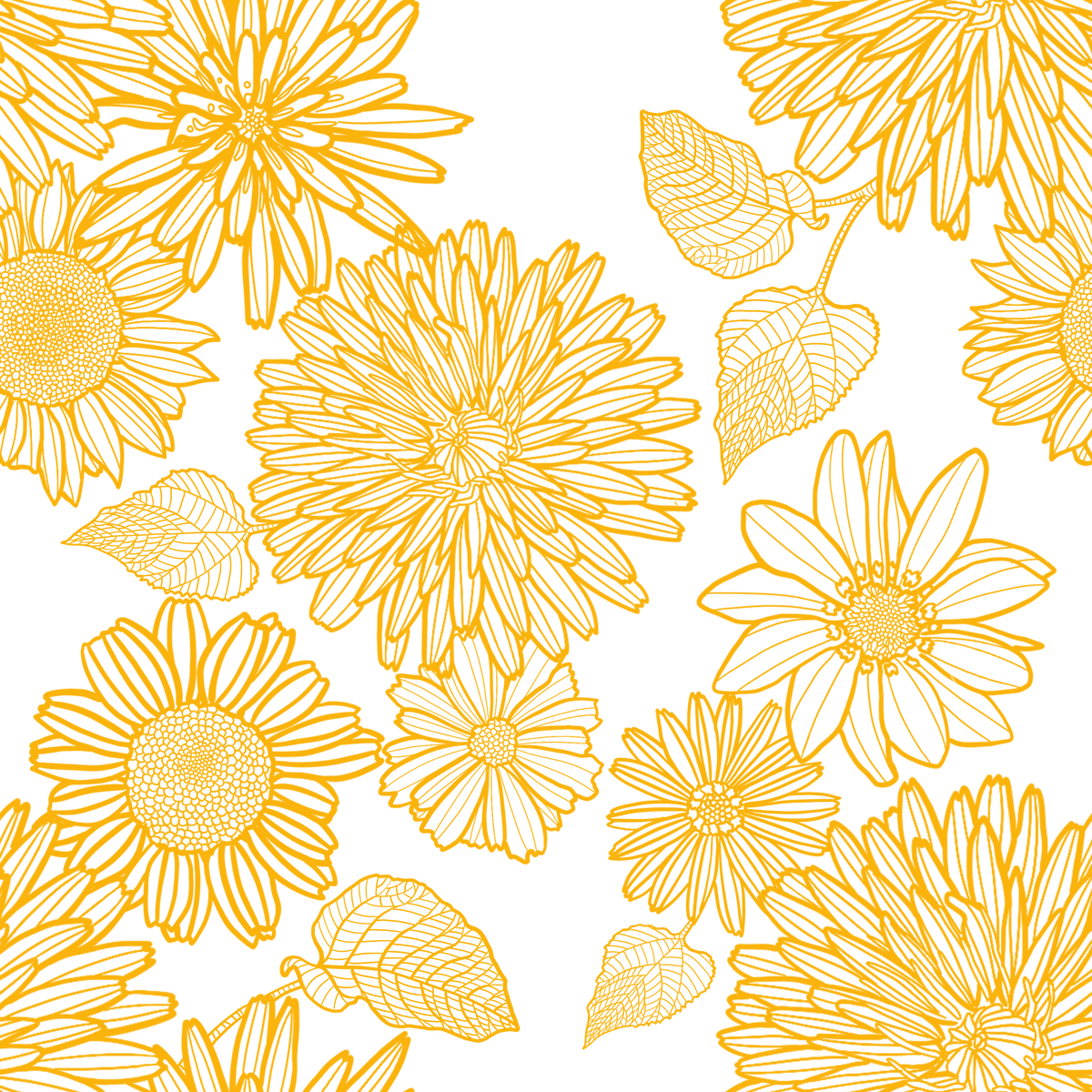 Various Yellow Flowers Illustration 